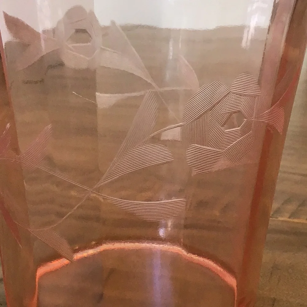 Vintage pink depression glass ice bucket